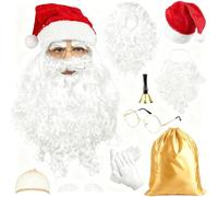Chapeau De Noël, Perruque, Barbe, Tenue De Père Noël - Costume De Père Noëls | Costume Du Pères Noëls, Déguisement De Cosplay Festif | Tenue De Cosplay De Vacances Pour Femmes Et Hommes, Maison