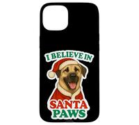 Chapeau de Noël pour Chien de Berger anatolien avec Inscription « I Believe in Santa Paws » Coque pour iPhone 15 Plus
