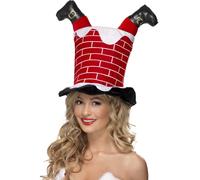 Chapeau De Noël Santa Coincé Dans La Cheminée Accessoire De Déguisement