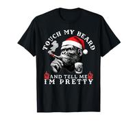 Chapeau de Noël « Touch My Beard and Tell Me I'm Pretty Monkey Saying » T-Shirt