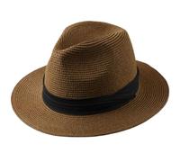 Chapeau de paille à grande tête avec chapeau tissé en paille pliable, grande taille 60-64cm for hommes, chapeau haut-de-forme, Protection solaire, chapeau d'ombrage Pour Voyage Vacances PêChe(Coffee,6