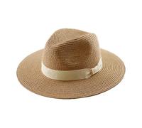 Chapeau de paille à grande tête avec chapeau tissé en paille pliable, grande taille 60-64cm for hommes, chapeau haut-de-forme, Protection solaire, chapeau d'ombrage Pour Voyage Vacances PêChe(Khaki B,