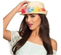 chapeau de paille aruba collier fleurs adulte - boland 52535 Multicolore G