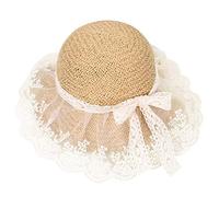 Chapeau de Paille Dentelle Panama Eté Respirant Chapeau de Soleil Enfant Fille 2-4 Ans Chapeau de Seau Large Bord Anti-UV Casquette Visière Princesse Capeline Extérieur pour Voyage Vacances Plage
