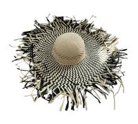 Chapeau de paille fait à la main élégant à large bord décoré chapeau de soleil pour femme fête plage britannique paille dame tricoté soleil