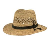 Chapeau de Paille Large Traveller d'été - 100% Paille avec Garniture en Soie Verte et Trous d'aération - également Disponible en XXL