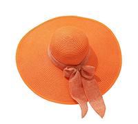 Chapeau de paille léger et pliable - Chapeau de paille réglable pour femme, UPF 50+ léger à large bord, chapeau d'été pour la pêche, la randonnée et les voyages, Orange, Taille unique