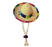 Chapeau de paille mexicain pour animaux de compagnie, chapeau pour chien fait à la main avec tissus naturels et paille | Chapeau pour animaux de compagnie pour petits animaux domestiques chats chiens