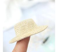 Chapeau De Paille Miniature Pour Maison De Poupée, 2 Pièces, Mini Chapeau De Poupée, Ornement De Maison De Poupée Tissé À La Main