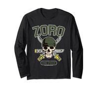 Chapeau de Paille One Piece Pirate Hunter Roronoa Zoro Logo Anime Manche Longue, Unisexe pour Adultes, Noir, M