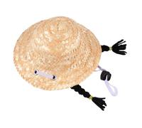 Chapeau de Paille Postiche pour Chat, Noir, Taille M, Fêtes | Tressage en Paille, Design Adorable, Doux Peau, pour Photos et Sorties en Extérieur