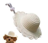 Chapeau de Paille pour Animaux,Couvre-tête Ajustable pour Chat - Chapeau d'extérieur pour Chaton,pour Propriétaires d'animaux, Amoureux des Bêtes, Promenades en Plage, Randonnée, Jardinage,