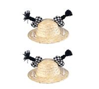 Chapeau de paille pour chats et chiens 2 pièces Festival Paille pour animaux de compagnie Beau petit chapeau de camping pour bichon chapeau pour chien