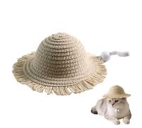 Chapeau de paille pour chats et chiens - Pro | Chapeau d' réglable tissé de 14 x 4 cm | chapeau de paille pour chiots et petits chiens, fête, séance photo, camping | Premium | 2026 Pro