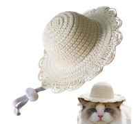 Chapeau de Paille pour Chien Accessoire Respirant pour Chiot | Chapeau de Paille pour Chat Été pour Propriétaires d'Animaux, Amoureux des Bêtes, Promenades en Plage, Randonnée, Jardinage,