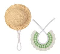 Chapeau de Paille pour Chien et Bandana pour Chat, résistant aux intempéries, Rouge - Chapeau de Soleil pour Chien, décoration extérieure d'été, Vert