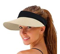 Chapeau de paille pour femme à large bord - Protection UV - Pliable - Style coréen, beige, Taille unique