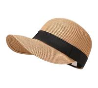 Chapeau de paille pour femme bord court taille moyenne protection solaire casquette de baseball portable décontracté pour la plage et l'été
