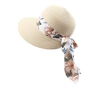 Chapeau de Paille pour Femmes Capelines de Soleil D’Été Capelines de Plage à Large Bord Chapeaux Tuniques Pliables à roulettes pour Femmes Dame et Fille Beach Visiere