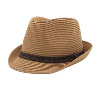 Chapeau de Paille pour Homme Femme Fedora Borsalino Trilby Panama Été Plage à aile Courte Mode Unisexe Carnavalife, 58