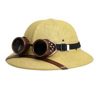Chapeau De Paille pour Hommes, Chapeau De D'été, Chapeau De L'armée De Guerre du Vietnam, Canotier, Casquette De Mineur De Jungle avec Lunettes Amovibles