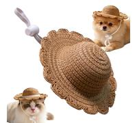 Chapeau de Paille pour Petit Animal | Accessoire Respirant pour Chiot | Chapeau de Paille pour Chat Été,pour Propriétaires d'animaux, Amoureux des Bêtes, Promenades en Plage, Randonnée, Jardinage,