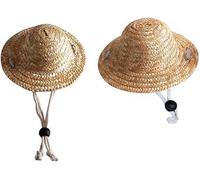 Chapeau de paille réglable d'été pour animal domestique - Chapeau de paille fantaisie pour petit chaton - Chapeau de soleil pour chien - Vêtements et accessoires