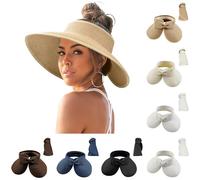 Chapeau de Paille Solaire pour Femme à Large Bord UPF 50 Chapeau d'été Chapeau de Plage Pliable Roll-Up Floppy pour Femme (01 Kaki, Taille unique)