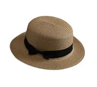 Chapeau de paille tressé respirant avec nœuds élégants, confortable, à porter en plein air, thé, fête, bal de fin d'année, événement élégant, kaki, Taille unique