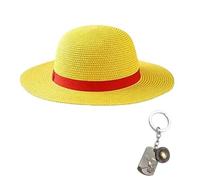 Chapeau de paille une pièce - Chapeau de soleil et pendentif clé, jaune, S/L