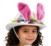 Chapeau de Pâques avec oreilles de lapin - Chapeau saisonnier pour les fêtes de printemps - Chapeau de cowgirl pour les occasions festives - Pour le carnaval, la recherche des œufs de Pâques, les