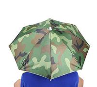 Chapeau de parapluie 65 cm/25,5 pouces, parapluie monté sur la tête en polyester, protection solaire, -vent, casquette de pluie, couvre-chef pliable, parasol pour la pêche, le (Imprimé camouflage)