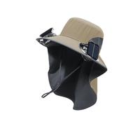 Chapeau de pêche unisexe à énergie solaire avec ventilateur de ventilation réglable et rabat solaire pour homme résistant aux intempéries pour l'alpinisme, kaki, taille unique