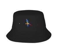 Chapeau de pêcheur à motif ara pliable et facile à ranger, un excellent outil pour la pêche, la randonnée, le camping et les vacances à la plage Noir