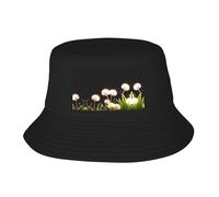 Chapeau de pêcheur abstrait avec motif pissenlit pliable et facile à ranger, un excellent outil pour la pêche, la randonnée, le camping et les vacances à la plage Noir