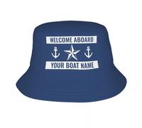 Chapeau de pêcheur avec Impression Bienvenue à Bord Bateau Bob Chapeau Hommes Femmes Plage Soleil Été Confortable et Respirant PLeisure Cadeaux de Sport