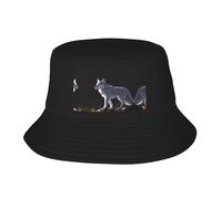 Chapeau de pêcheur avec motif loup sur le rocher - Pliable et facile à ranger, un excellent outil pour la pêche, la randonnée, le camping et les vacances à la plage - Noir