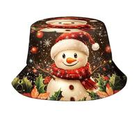 Chapeau De Pêcheur Bonhomme De Neige De Noël Chapeau De Seau Respirant Bucket Hat Vintage Chapeaux pour Outdoor Sports Camping