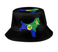 Chapeau De Pêcheur Carte Topographique De L'Île Christmas Chapeaus De Soleil Pliable Fisherman Cap Protection UV Chapeaus De Seau pour Trave Camping Sports