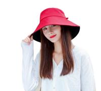 Chapeau De Pêcheur Chapeau De Soleil Chapeau De Soleil Pliable D’été, Chapeau De Seau Las, Protection UV, Crème Solaire, Coton, pour La Pêche, La Chasse, À Large Bord, C1 Red, A