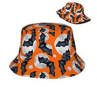Chapeau De Pêcheur Chauve-Souris Et Lune d'halloween Léger Bucket Hat Emballable Chapeau Bob pour Pêche Adolescents Plein Air