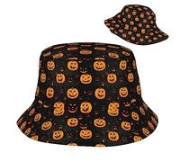 Chapeau De Pêcheur Citrouille d'halloween Happy Duveteux Chapeau Bob Unisexe Bucket Hat pour Plein Air Voyage Adolescents