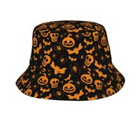 Chapeau De Pêcheur Citrouilles d'halloween Duveteux Chapeau Bob Anti-UV Bucket Hat pour Plein Air Camping Adolescents