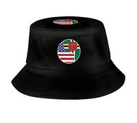 Chapeau De Pêcheur Combinaison des Drapeaux Yin Et Yang des États-Unis Et De La Dominique Chapeaus De Seau Classique Bucket Hat Respirant Fisherman Cap pour Pêche Randonnée Été