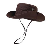 Chapeau de pêcheur Coupe-Vent à Large Bord et Dessus Plat for Homme, idéal Le Camping, avec Sangle Anti-UV ajouré pour Pêche Camping(Brown)