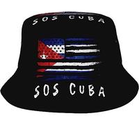 Chapeau De Pêcheur Cuba Et Le Drapeau Américain Sos Cuba Chapeaus De Seau Anti-UV Protection Bucket Hat Élégant Chapeausoleil pour Randonnée Trave Camping