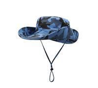 Chapeau de pêcheur en coton pour homme et femme - Protection solaire - Pour tour de tête de 55 à 62 cm - Camouflage, Bleu camouflage B, 55-62