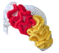 Chapeau de pêcheur en tricot à la main avec bordure à volants pour fille - Chapeau cloche élégant pour l'hiver et l'automne, D, Taille unique