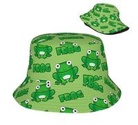 Chapeau De Pêcheur Grenouille Carrée De Dessin Animé Mignon Emballable Chapeau Bob Anti-UV Bucket Hat pour Plein Air Disco Voyage