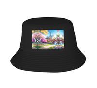 Chapeau de pêcheur licorne avec motif conte de fées - Pliable et facile à ranger, un excellent outil pour la pêche, la randonnée, le camping et les vacances à la plage Noir Taille unique